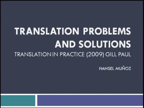Translation Problems and Solutions (Literary Translation)