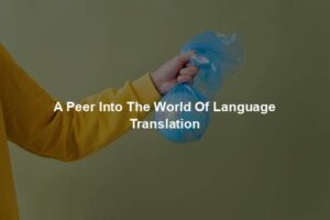 A Peer Into The World Of Language Translation