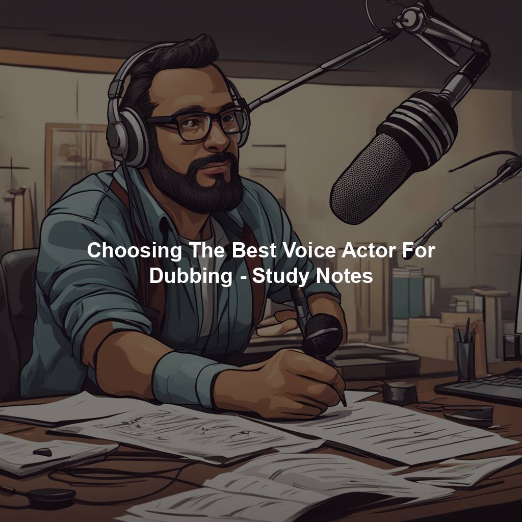 Choosing The Best Voice Actor For Dubbing - Study Notes