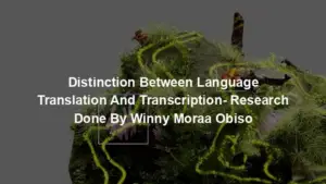 Distinction Between Language Translation And Transcription- Research Done By Winny Moraa Obiso