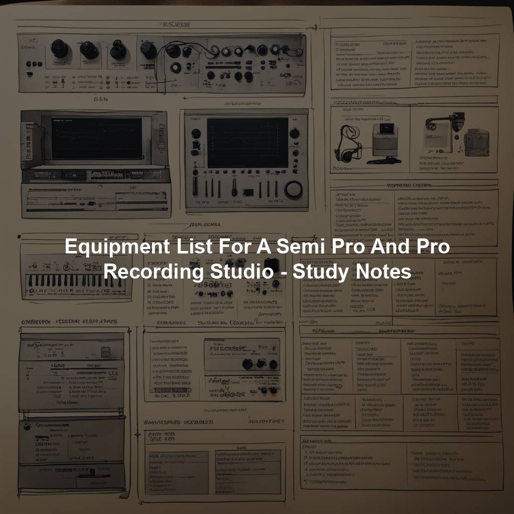 Equipment List For A Semi Pro And Pro Recording Studio - Study Notes