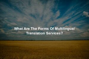 What Are The Forms Of Multilingual Translation Services?