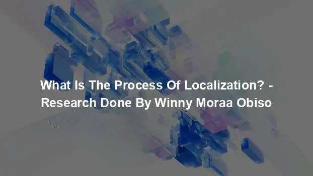 What Is The Process Of Localization? - Research Done By Winny Moraa Obiso